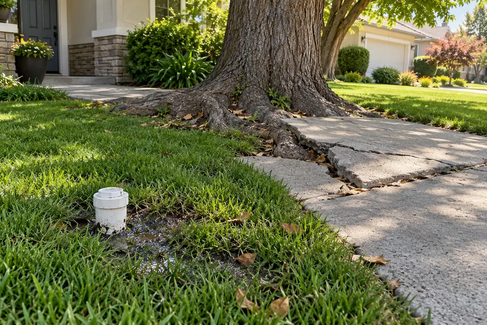 Generated illustration of a residential wastewater line in Sacramento.